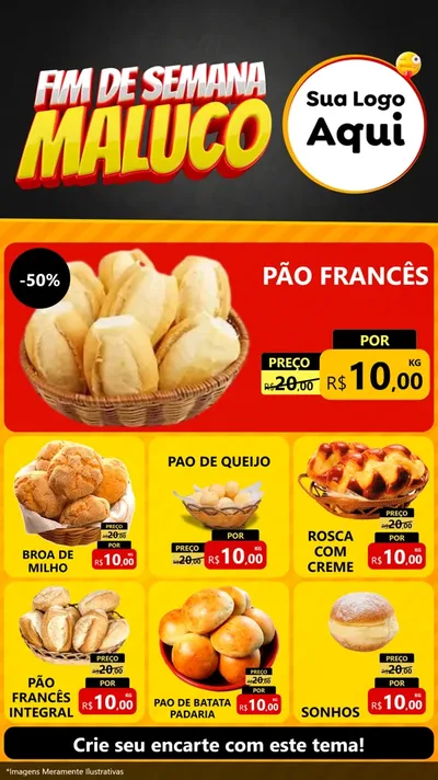Modelo de Rede Social para Stories com o tema Final de Semana Maluco para Padaria