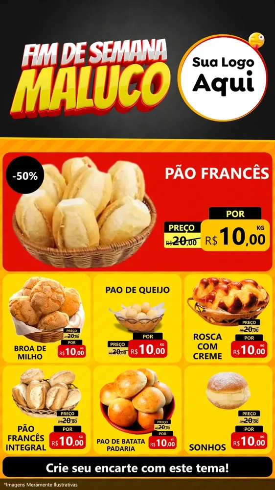 Modelo de Rede Social para Stories com o tema Final de Semana Maluco para Padaria