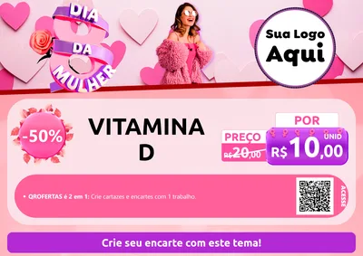 Modelo de Cartaz para Cartaz A4 Horizontal com o tema Dia da Mulher para Farmácia