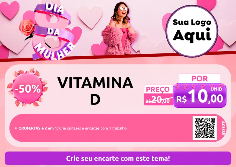 Modelo de Cartaz para Cartaz A4 Horizontal com o tema Dia da Mulher para Farmácia