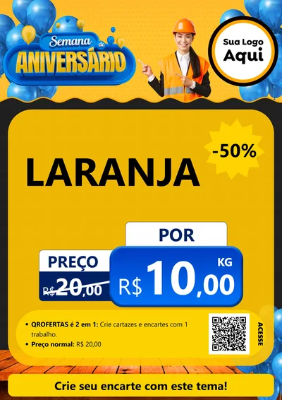 Modelo de Cartaz para Cartaz A4 Vertical com o tema Semana de Aniversário para Hortifrúti