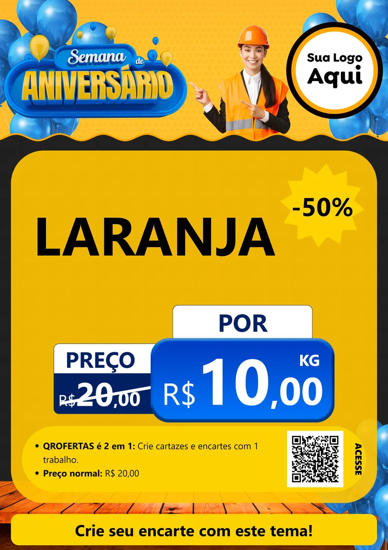 Modelo de Cartaz para Cartaz A4 Vertical com o tema Semana de Aniversário para Hortifrúti