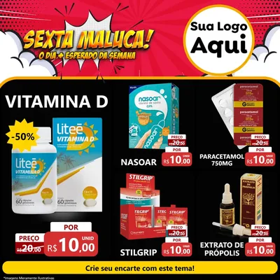 Modelo de Rede Social para Feed Facebook com o tema Sexta Maluca! para Farmácia
