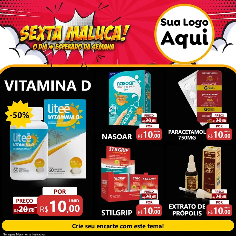 Modelo de Rede Social para Feed Facebook com o tema Sexta Maluca! para Farmácia