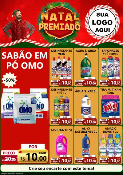 Modelo de Encarte para Encarte A4 Vertical com o tema Natal Premiado para Produtos de Limpeza