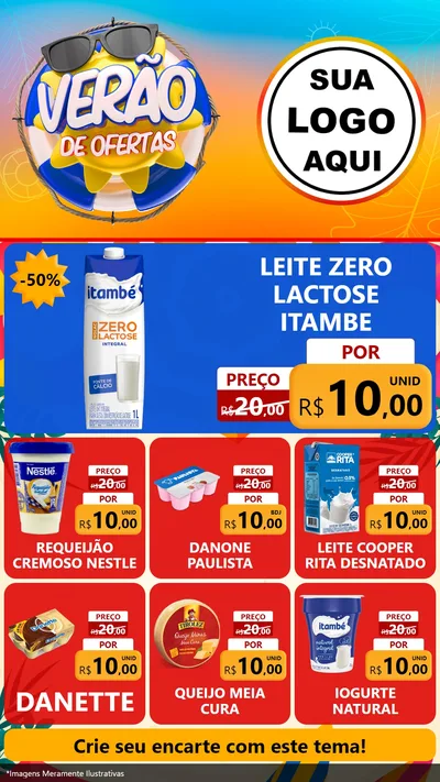Modelo de Rede Social para Stories com o tema Verão de Ofertas para Frios e Laticínios