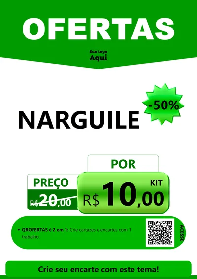 Modelo de Cartaz para Cartaz A4 Vertical com o tema Ofertas Verde Cartaz para Tabacaria