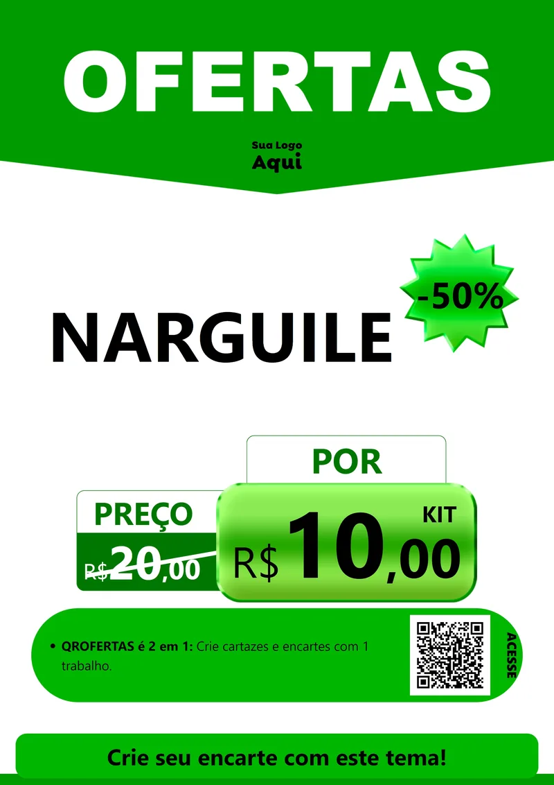 Modelo de Cartaz para Cartaz A4 Vertical com o tema Ofertas Verde Cartaz para Tabacaria