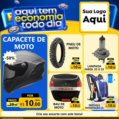 Modelo de Rede Social para Feed Facebook com o tema Aqui Tem Economia Todo Dia para Moto peças