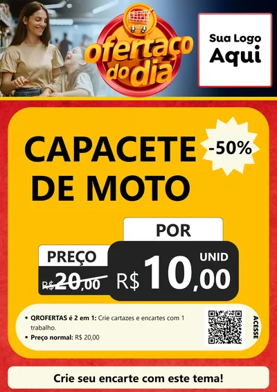 Modelo de Cartaz para Cartaz A4 Vertical com o tema Ofertaço Do Dia para Moto peças