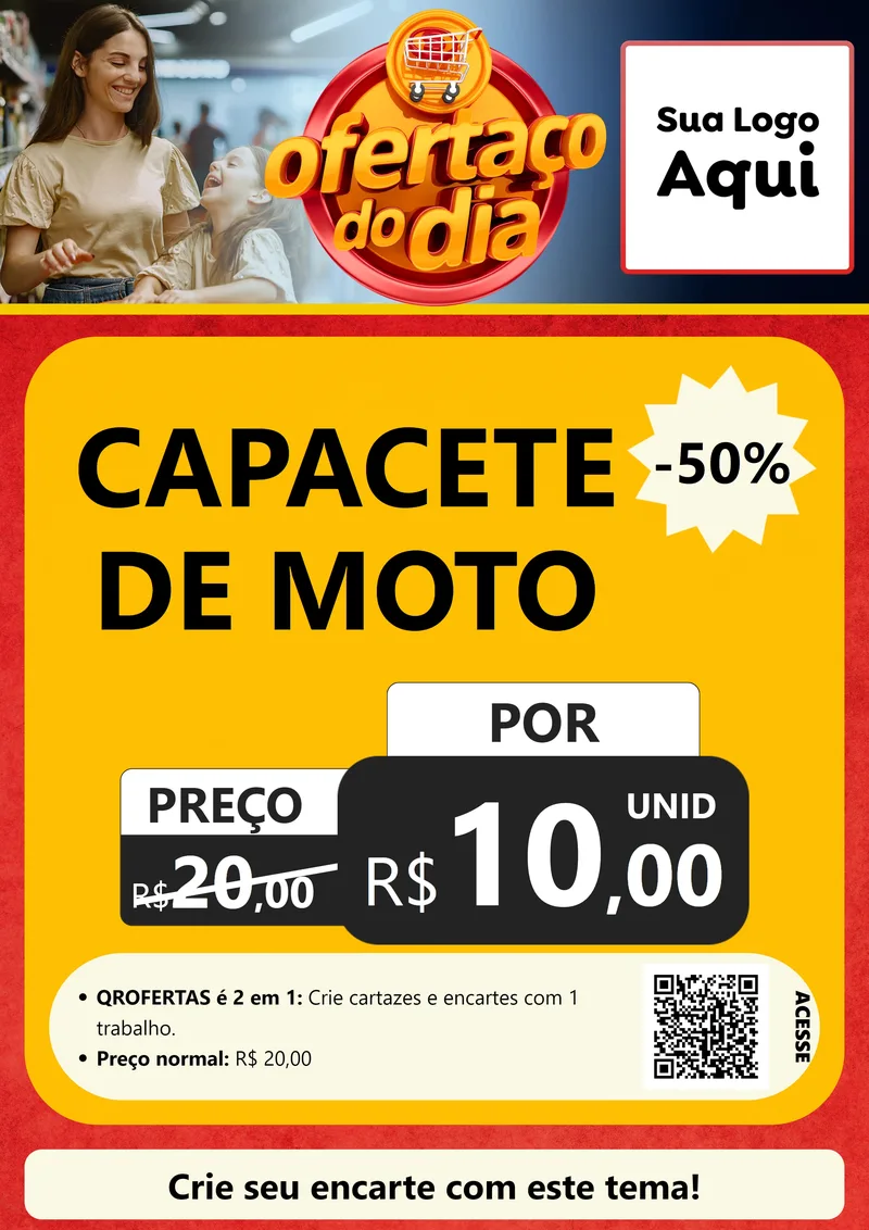 Modelo de Cartaz para Cartaz A4 Vertical com o tema Ofertaço Do Dia para Moto peças