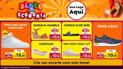 Modelo de TV para TV Horizontal com o tema Bloco da Economia para Calçados
