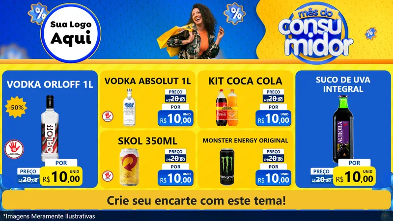 Modelo de TV para TV Horizontal com o tema Mês do Consumidor para Distribuidora de bebidas