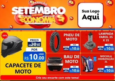 Modelo de Encarte para Encarte A4 Horizontal com o tema Operação Setembro Com Muita Economia para Moto peças