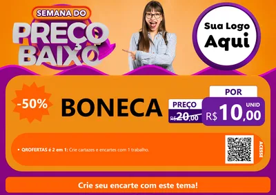 Modelo de Cartaz para Cartaz A4 Horizontal com o tema Semana do Preço Baixo para Brinquedos
