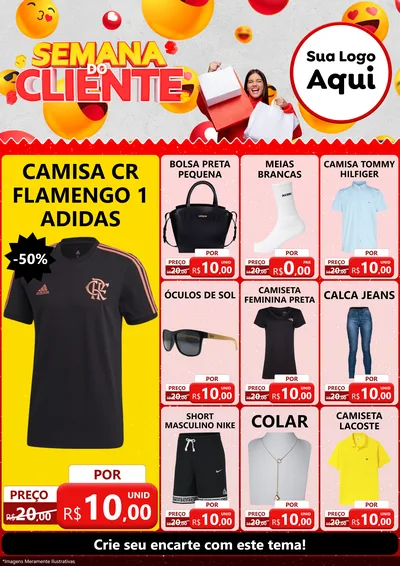 Modelo de Encarte para Encarte A4 Vertical com o tema Semana do Cliente para Roupas e acessórios