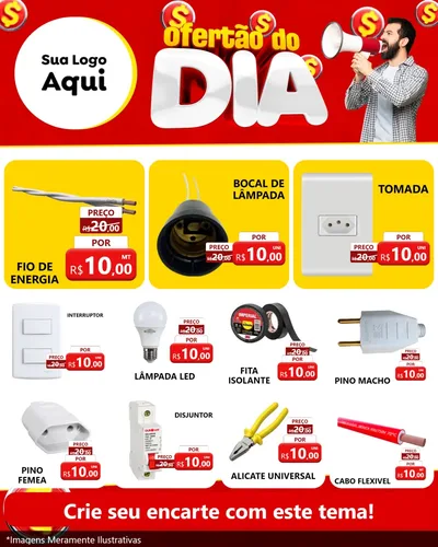 Modelo de Rede Social para Feed Instagram com o tema Ofertão do dia para Materiais Elétricos