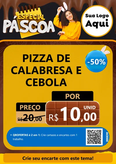 Modelo de Cartaz para Cartaz A4 Vertical com o tema Especial Páscoa para Pizzaria