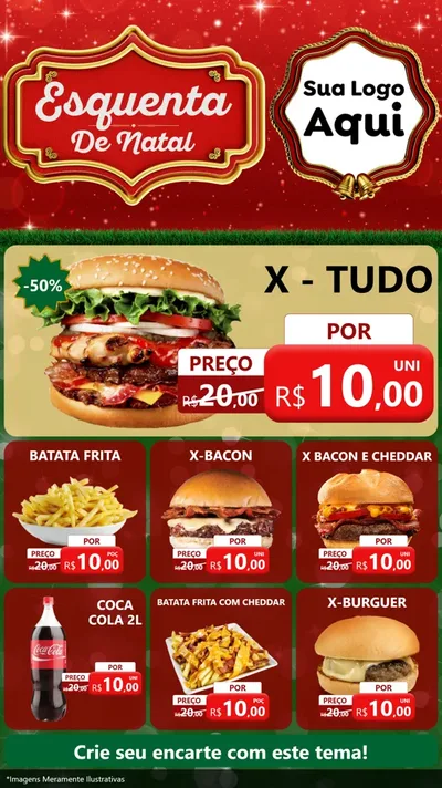 Modelo de Rede Social para Stories com o tema Esquenta de Natal para Hamburgueria