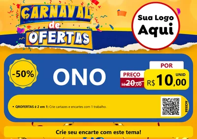 Modelo de Cartaz para Cartaz A4 Horizontal com o tema Carnaval de Ofertas para Óticas