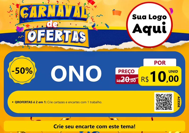Modelo de Cartaz para Cartaz A4 Horizontal com o tema Carnaval de Ofertas para Óticas