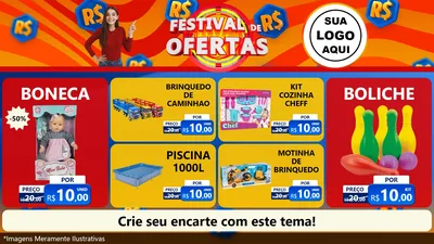 Modelo de TV para TV Horizontal com o tema Festival de Ofertas para Brinquedos