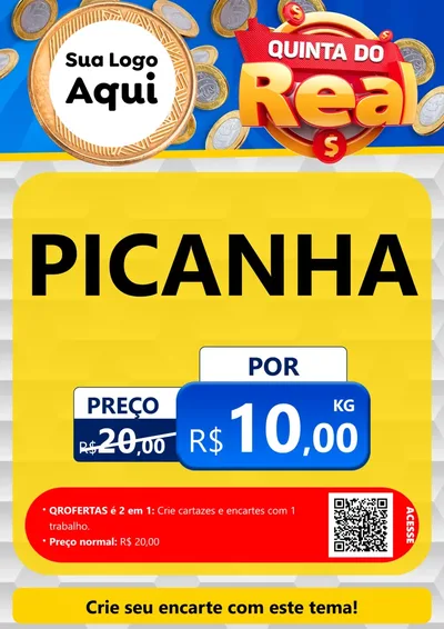 Modelo de Cartaz para Cartaz A4 Vertical com o tema Quinta do Real para Açougue