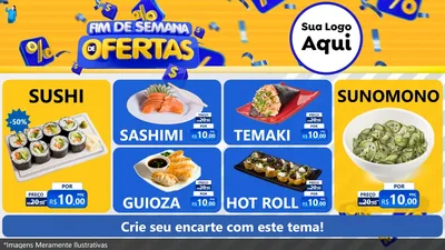 Modelo de TV para TV Horizontal com o tema Fim de Semana de Ofertas para Comida japonesa