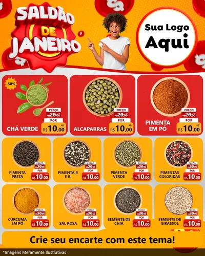 Modelo de Rede Social para Feed Instagram com o tema Saldão de Janeiro para Produtos Naturais