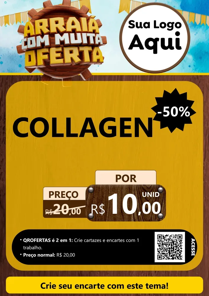 Modelo de Cartaz para Cartaz A4 Vertical com o tema Ofertas de São João - Junina para Suplementos alimentares