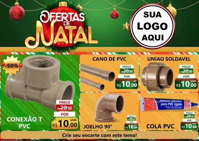 Modelo de Encarte para Encarte A4 Horizontal com o tema Ofertas de Natal para Tubos e conexões