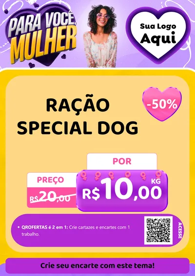 Modelo de Cartaz para Cartaz A4 Vertical com o tema Para Você, Mulher para Pet Shop