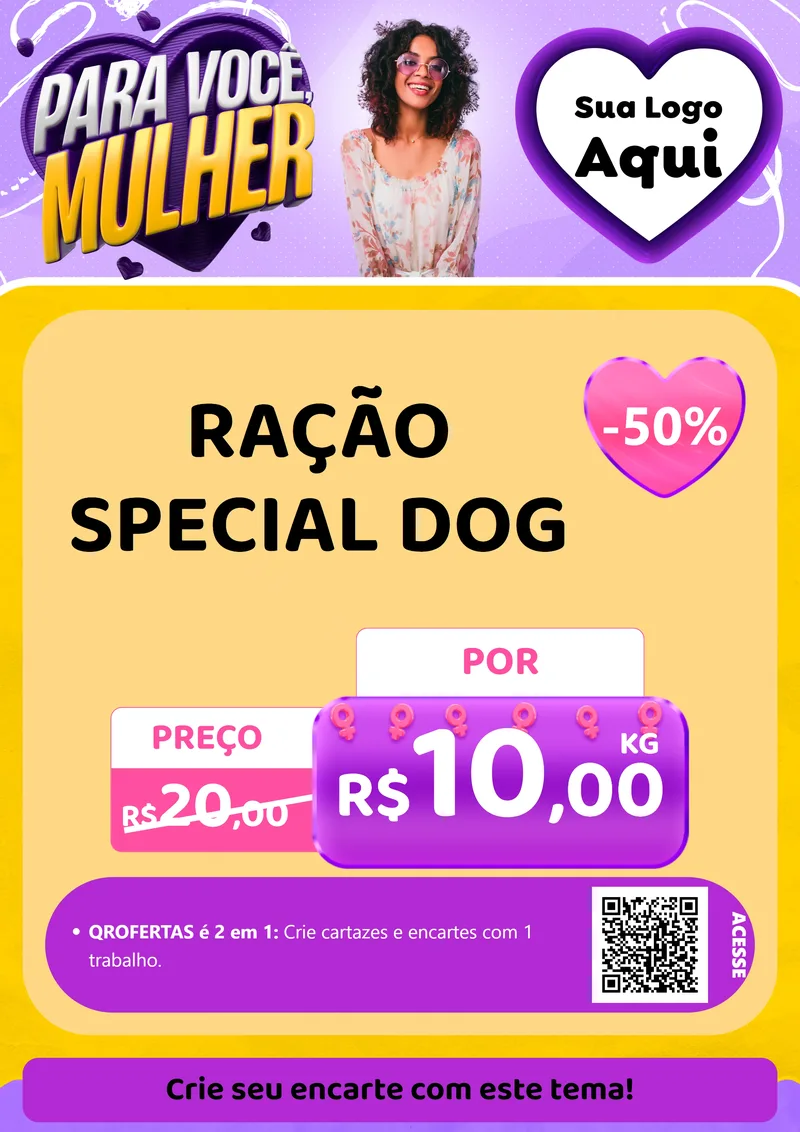Modelo de Cartaz para Cartaz A4 Vertical com o tema Para Você, Mulher para Pet Shop