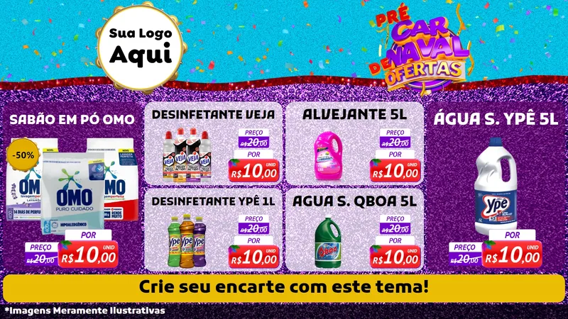 Modelo de TV para TV Horizontal com o tema Pré Carnaval de Ofertas para Produtos de Limpeza
