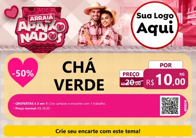 Modelo de Cartaz para Cartaz A4 Horizontal com o tema Arraiá dos Apaixonados - Junina para Produtos Naturais