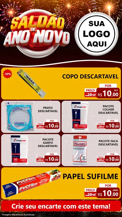 Modelo de TV para TV Vertical com o tema Saldão de Ano Novo para Embalagens