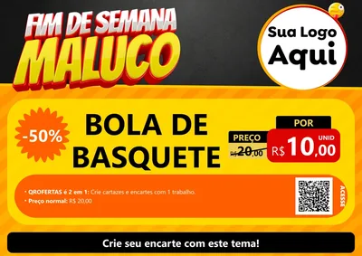 Modelo de Cartaz para Cartaz A4 Horizontal com o tema Final de Semana Maluco para Artigos Esportivos