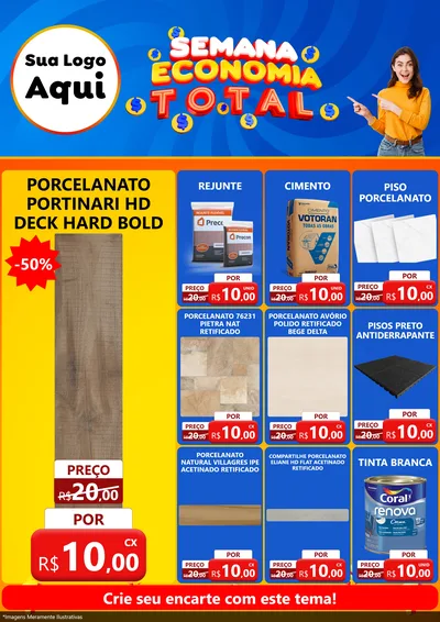 Modelo de Encarte para Encarte A4 Vertical com o tema Semana Economia Total para Pisos e revestimentos