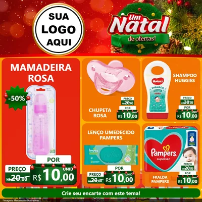 Modelo de Rede Social para Feed Facebook com o tema Um Natal de Ofertas para Bebês