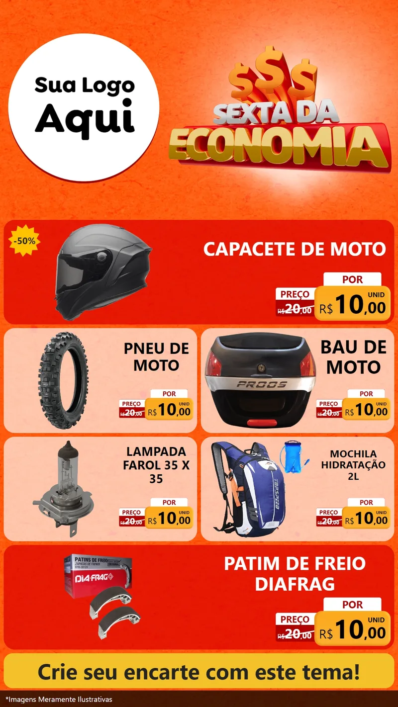 Modelo de TV para TV Vertical com o tema Sexta da Economia para Moto peças