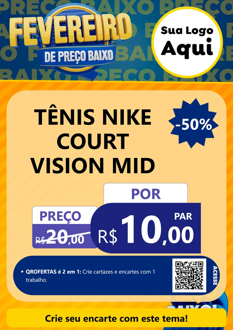Modelo de Cartaz para Cartaz A4 Vertical com o tema Fevereiro de Preço Baixo para Calçados