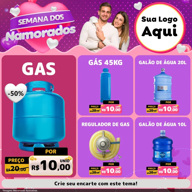Modelo de Rede Social para Feed Facebook com o tema Semana dos Namorados para Água e gás