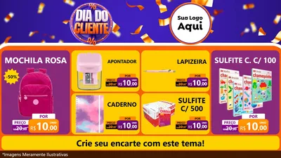 Modelo de TV para TV Horizontal com o tema Dia do Cliente para Papelaria