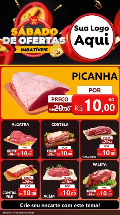 Modelo de Rede Social para Stories com o tema Sábado de Ofertas Imbatíveis para Açougue