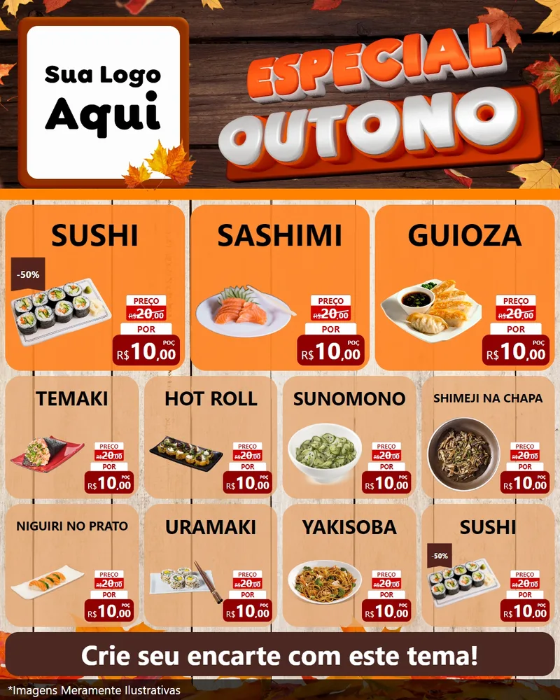 Modelo de Rede Social para Feed Instagram com o tema Especial Outono para Comida japonesa