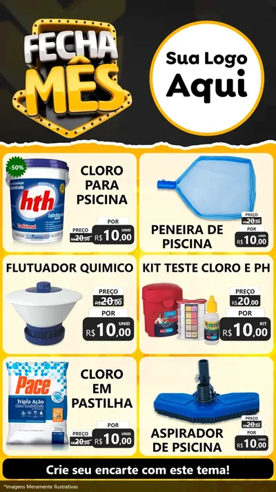 Modelo de Rede Social para Stories com o tema Fecha Mês para Produtos para Piscina