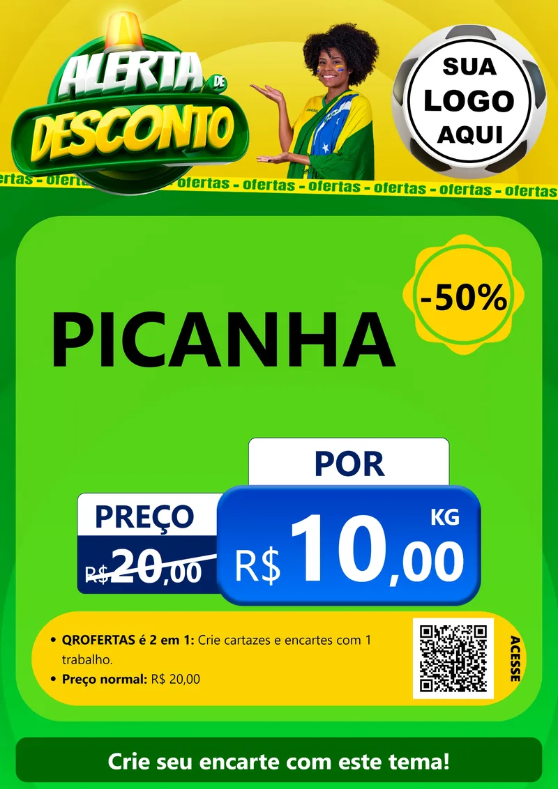 Modelo de Cartaz para Cartaz A4 Vertical com o tema Alerta de Desconto para Açougue