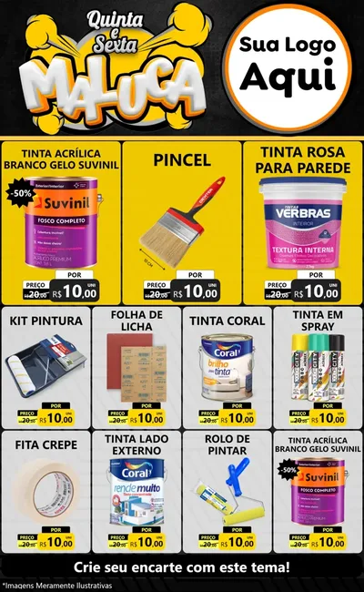 Modelo de Encarte para Encarte Grande com o tema Quinta e Sexta Maluca para Tintas e Ferramentas
