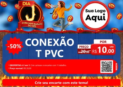 Modelo de Cartaz para Cartaz A4 Horizontal com o tema Dia J - O Dia Mais Barato Do Mês para Tubos e conexões