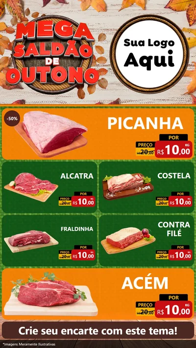 Modelo de TV para TV Vertical com o tema Mega Saldão de Outono para Açougue
